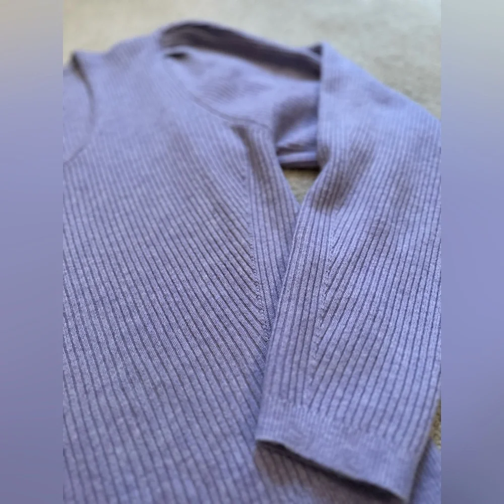 The Westside Kaia Purple Lavender Wool Cashmere Ribbed Knit Spring Sweater Large